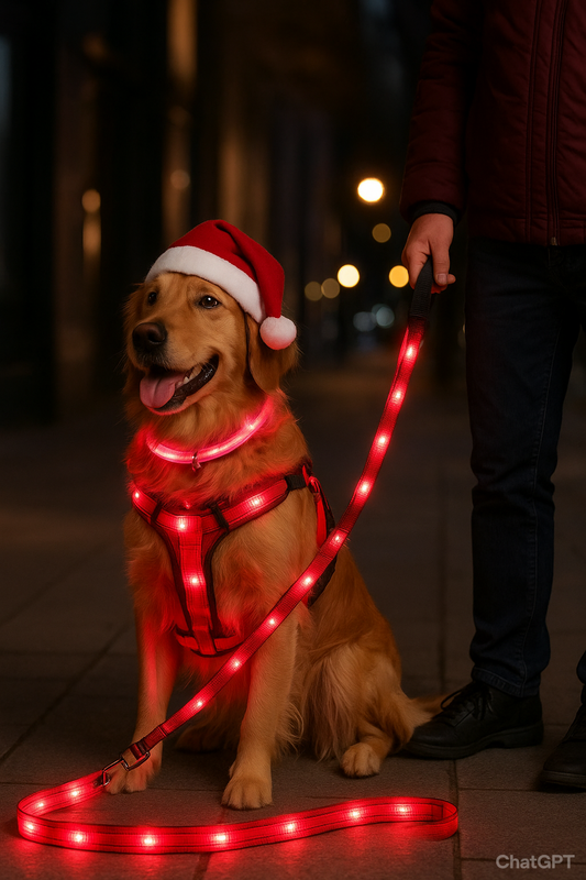Night Safety Pack – LED Collar + LED Harness + LED Leash